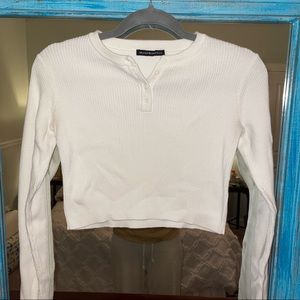 Cropped White Brandy Melville Sweater
